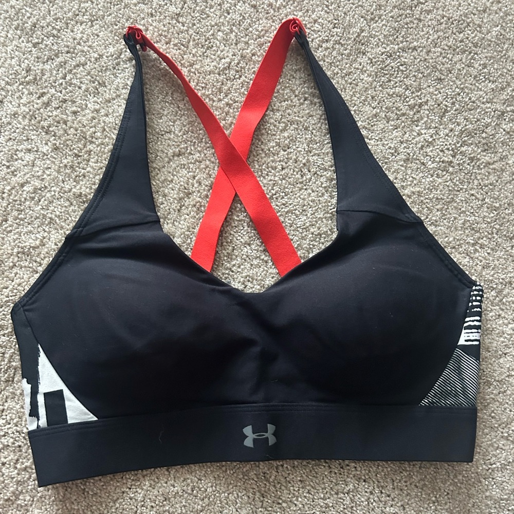 Under Armour Black and Red Sports Bra